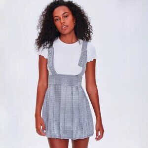 Forever 21 Black & White Houndstooth Pleated Pinafore Dress M